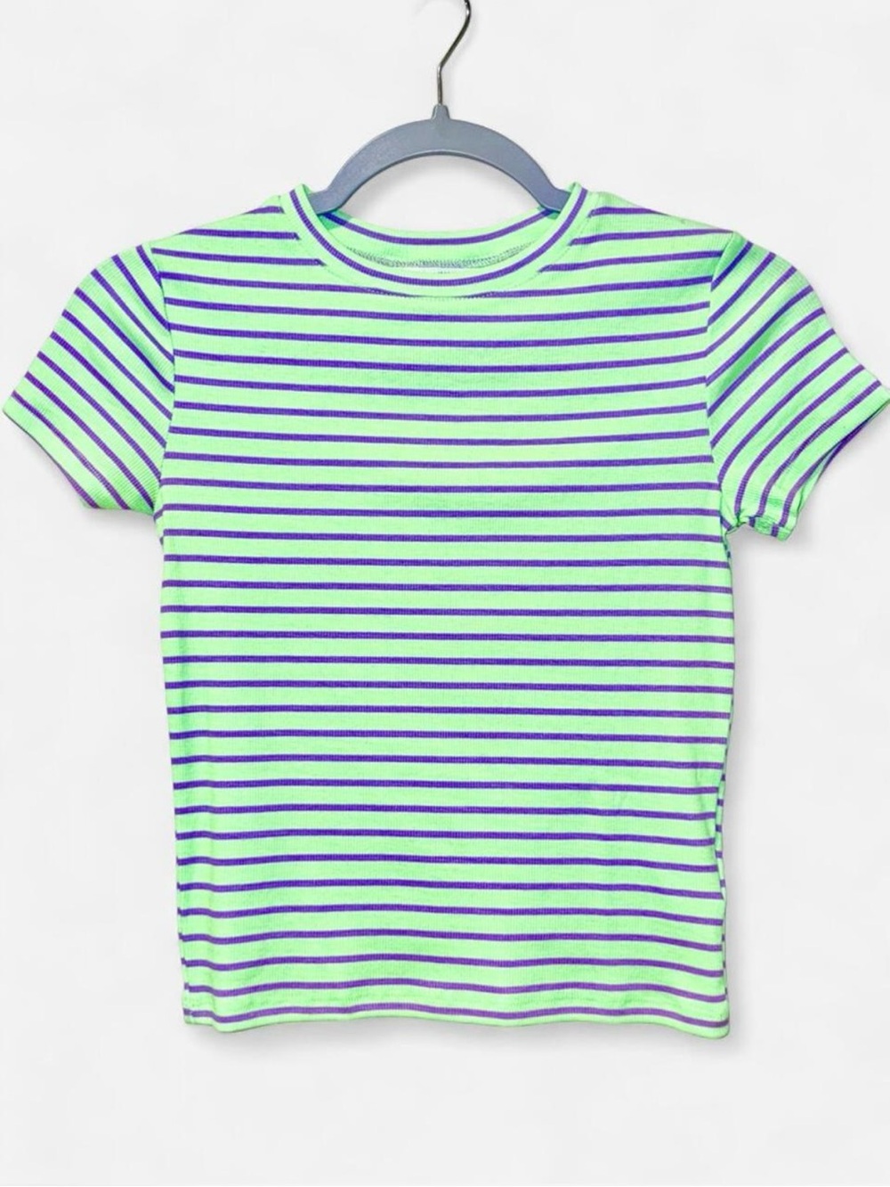 H&M Mint and Purple Striped Baby Tee NWOT size 12/14
